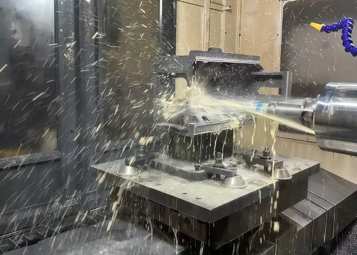 Large part CNC horizontal milling at horizontal machining center milling station