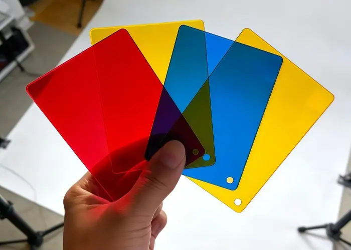 Polycarbonate sheet machining with colored transparent PC sheet