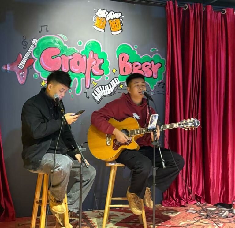 single person indoor guitar playing