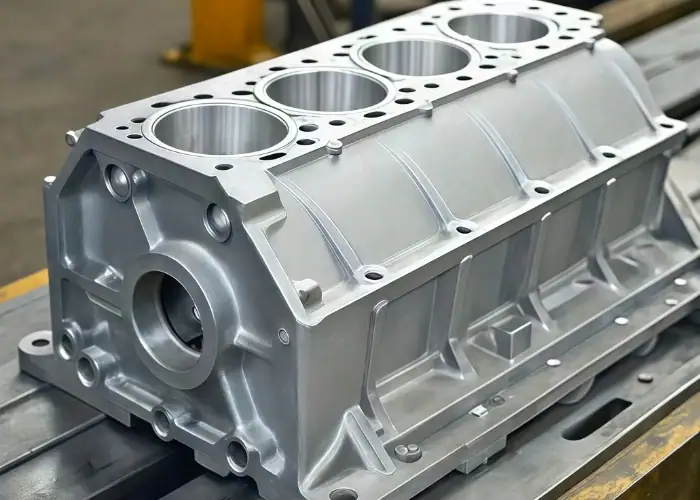 Aluminum cast engine block CNC machined part for four-cylinder engine applications