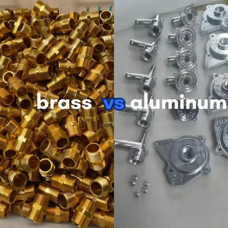 Brass turned fitting component compared with aluminum CNC machined mechanical parts
