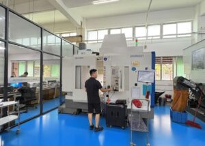 Five-axis CNC machining center used for aerospace and automotive industries