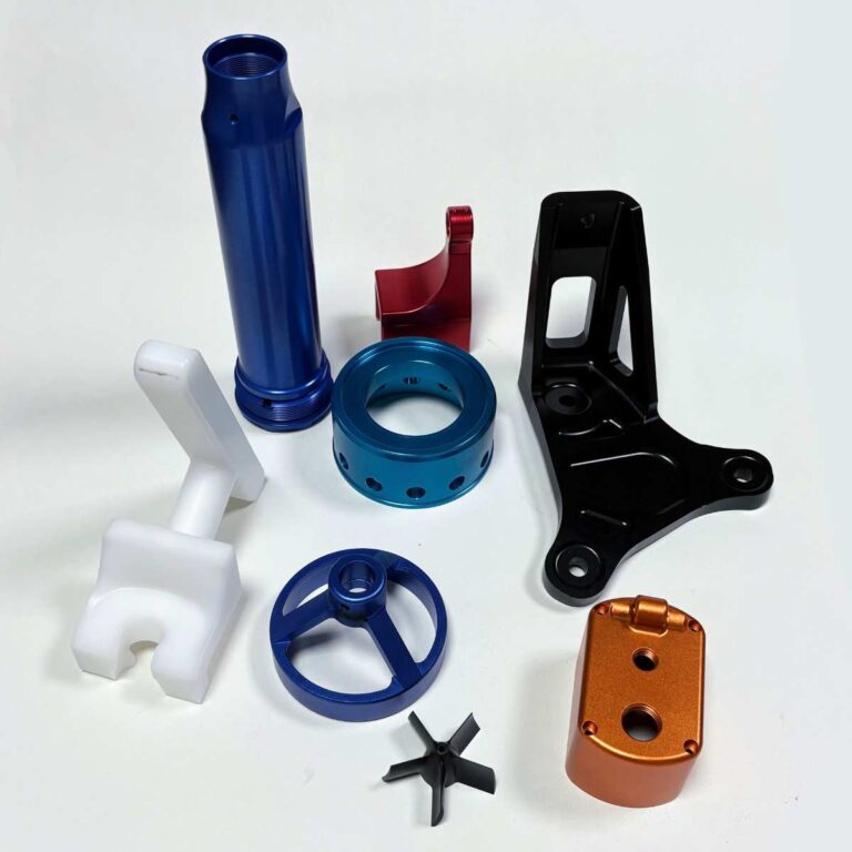 Customized CNC aerospace parts in aluminum, steel, and engineering plastics with anodized colors