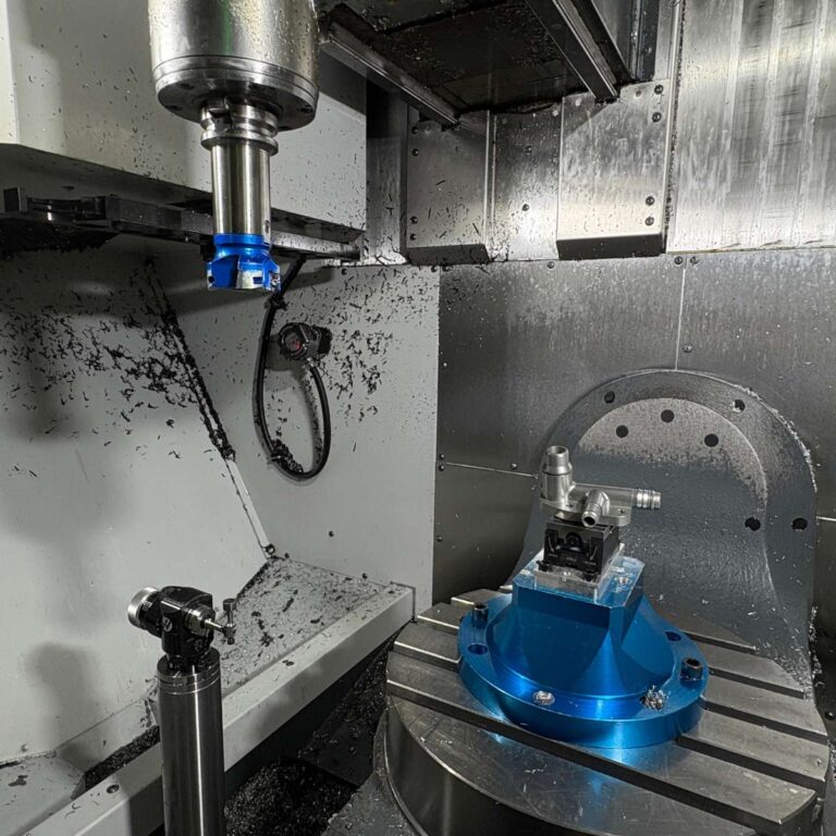 5-axis CNC machine setup for precision milling of 6061 aluminum components