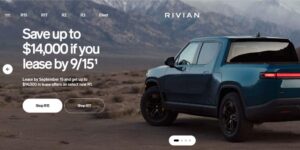 American automobile manufacturers USA Rivian EV pickup truck homepage