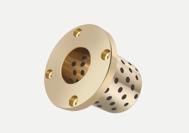 Bronze flanged bearing with self-lubricating graphite holes
