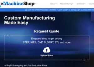 eMachineShop website screenshot highlighting online custom manufacturing and instant quotes