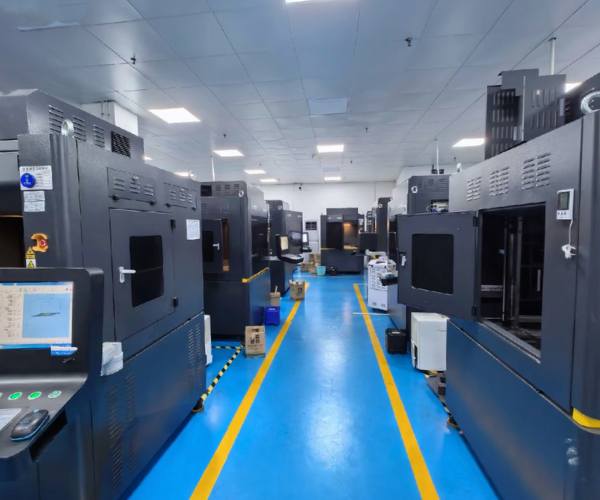 Metal 3D printing machines lined up in TiRapid production workshop