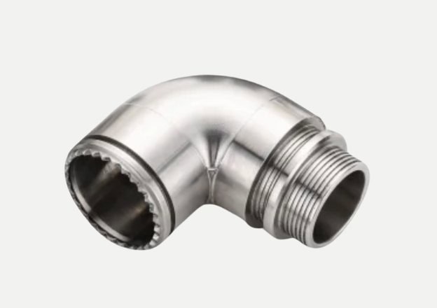 Precision stainless steel elbow connector with threaded fitting