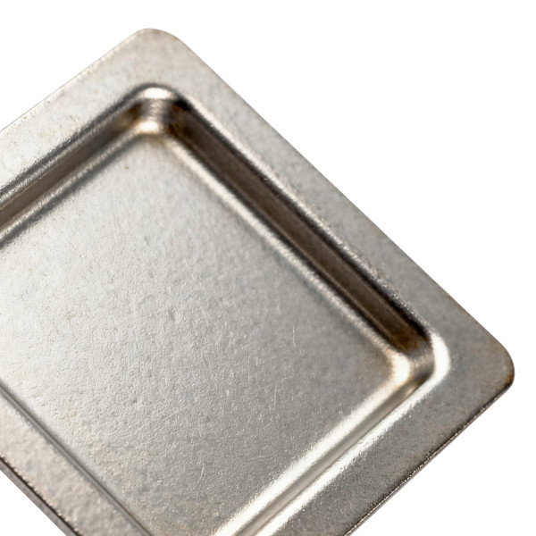 Square metal stamping parts with natural finish showing raw metallic texture after stamping