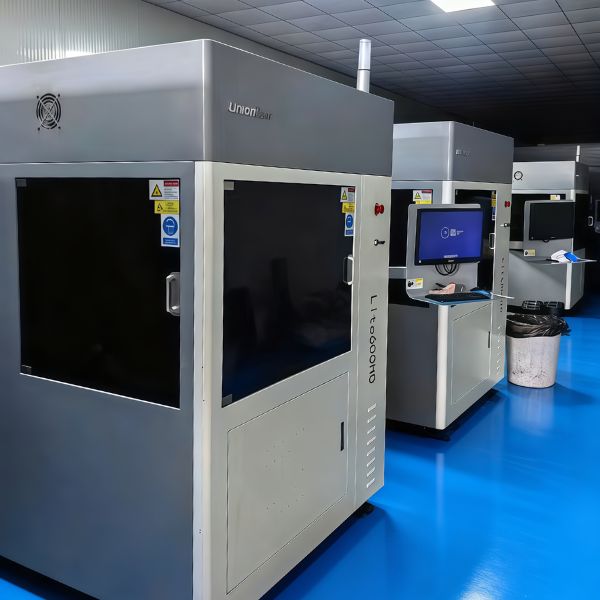 Stereolithography (SLA) 3D printing service workshop with resin printers