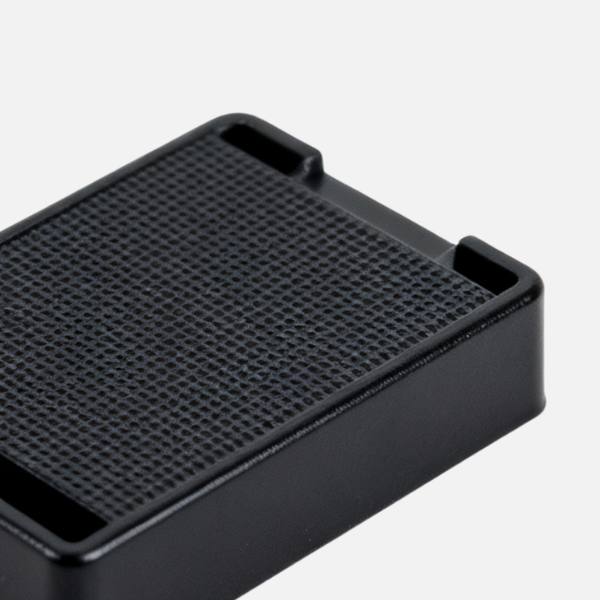 Rectangular plastic injection moulding part with VDI textures, showing fine textured matte surface finish