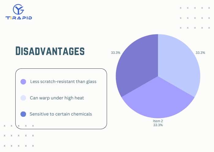 Plexiglass vs Acrylic disadvantages comparison chart created by TiRapid company in China
