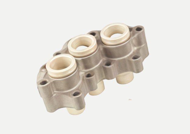 CNC milled PEEK multi-port medical fluid manifold