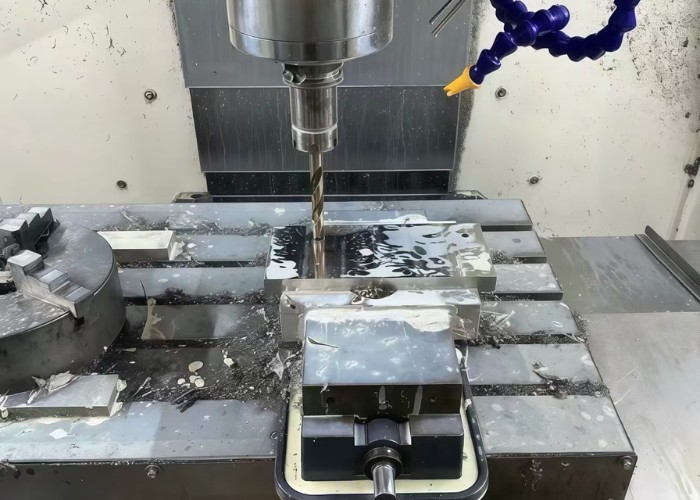 CNC drilling machining aluminum part to create precise holes, suitable for cost-efficient and high-accuracy CNC manufacturing
