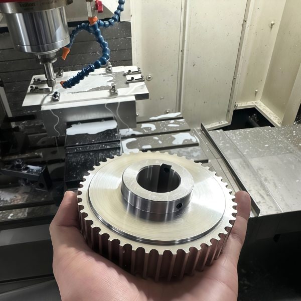 CNC milling and turning process machining gear bodies, faces, and bores with high dimensional accuracy