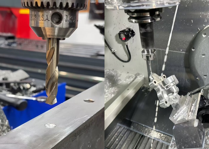 Comparison of CNC drilling and CNC milling machining principles, showing tool motion differences for choosing the right CNC process