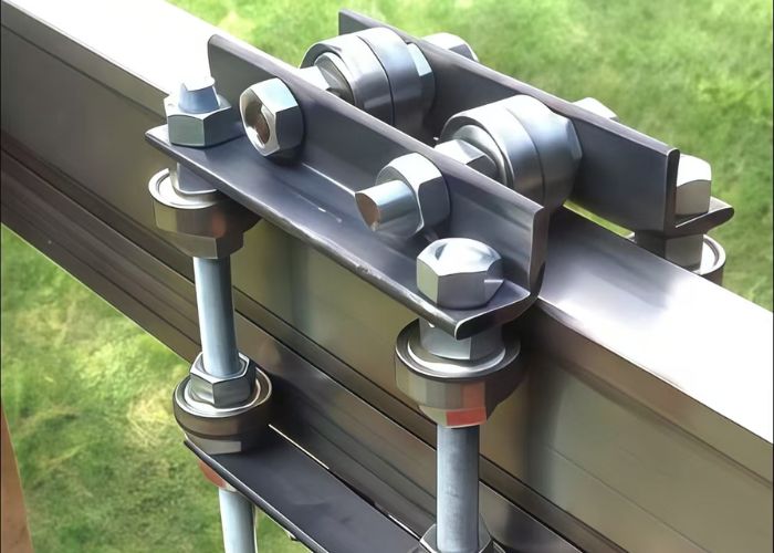 Steel structure connection illustrating stiffness of material for load-bearing and structural stability