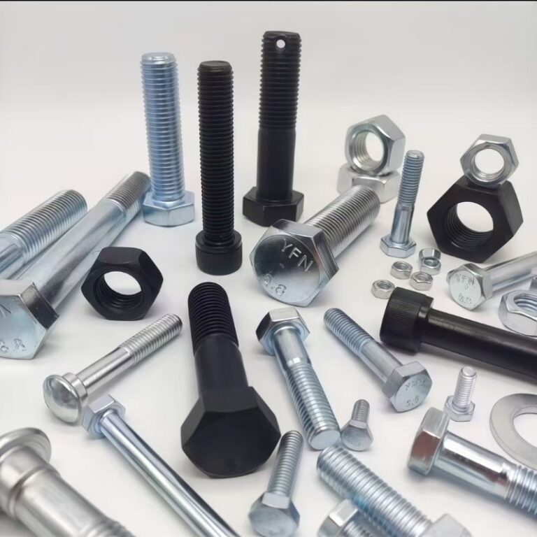 Types of bolts including hex bolts, threaded bolts, and industrial fasteners