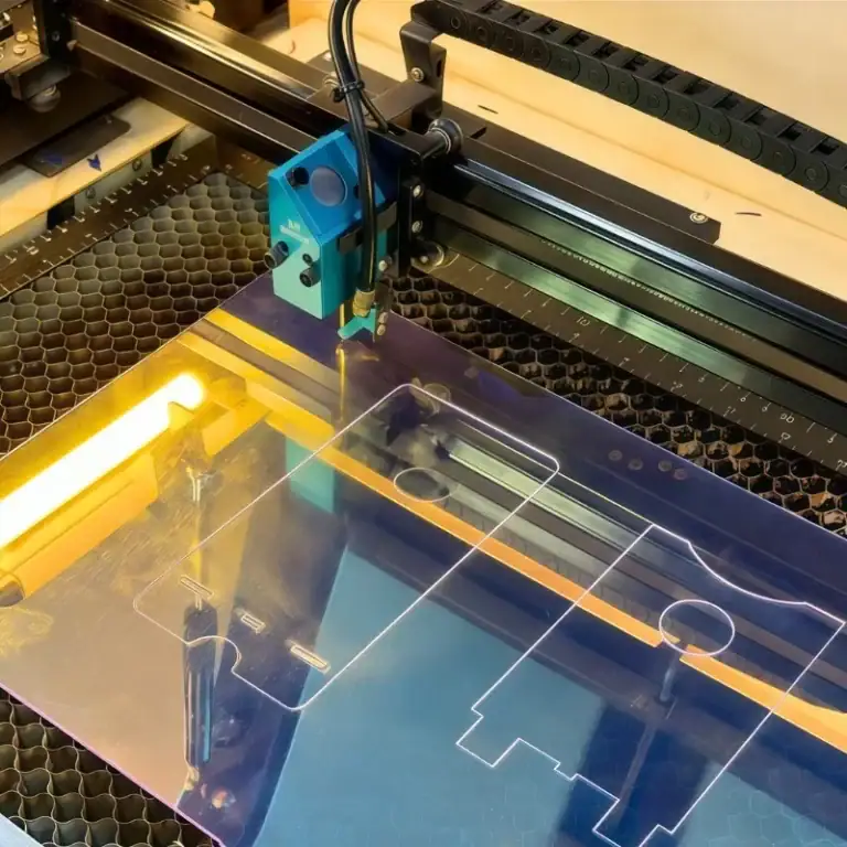 CNC machine cutting PMMA sheet for precision acrylic parts