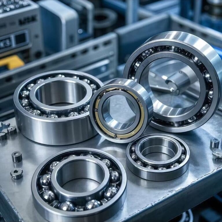 Ball bearings used in mechanical equipment to reduce friction and support rotating motion