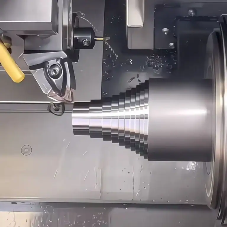 Precision step turning process of a stepped shaft during CNC lathe machining