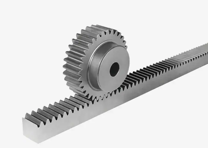 rack and pinion gear converting rotational motion into linear motion