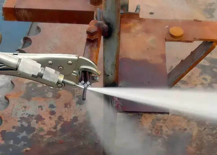 Water jet machining of a T10 carbon steel support part for the automotive manufacturing industry