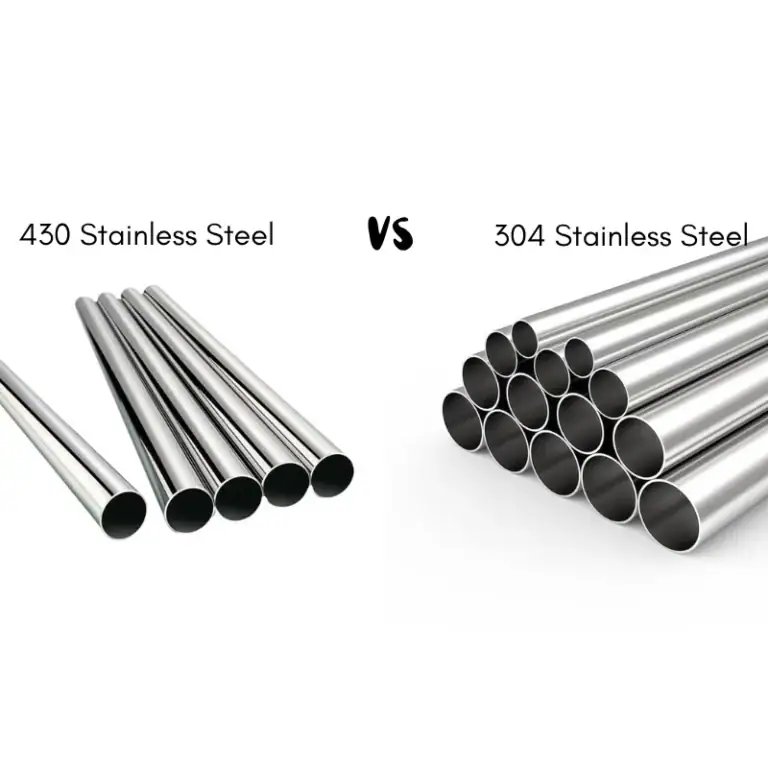 Comparison image of 304 and 430 stainless steel tubes showing differences between the two stainless steel types