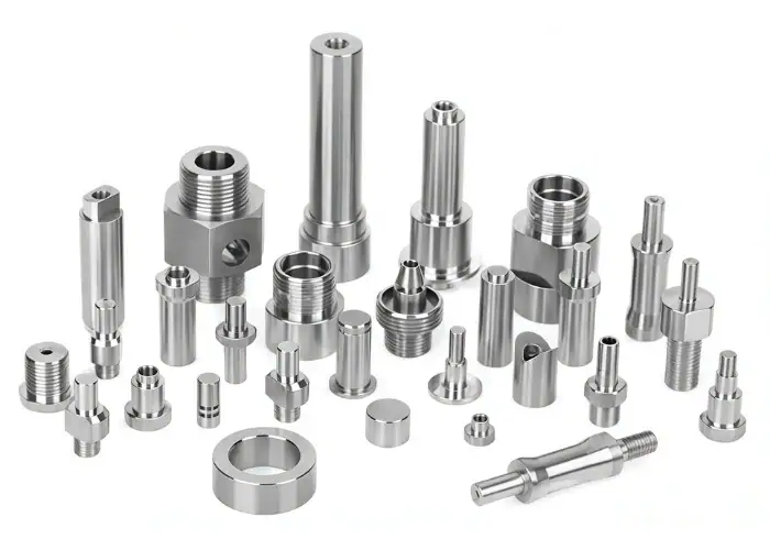 내마모성 스테인리스강 부품을 보여주는 410 마르텐사이트 스테인리스강 부품 전시