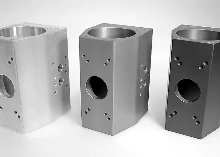 Comparison of Type 2 and Type 3 anodizing finishes on a 6061 aluminum part