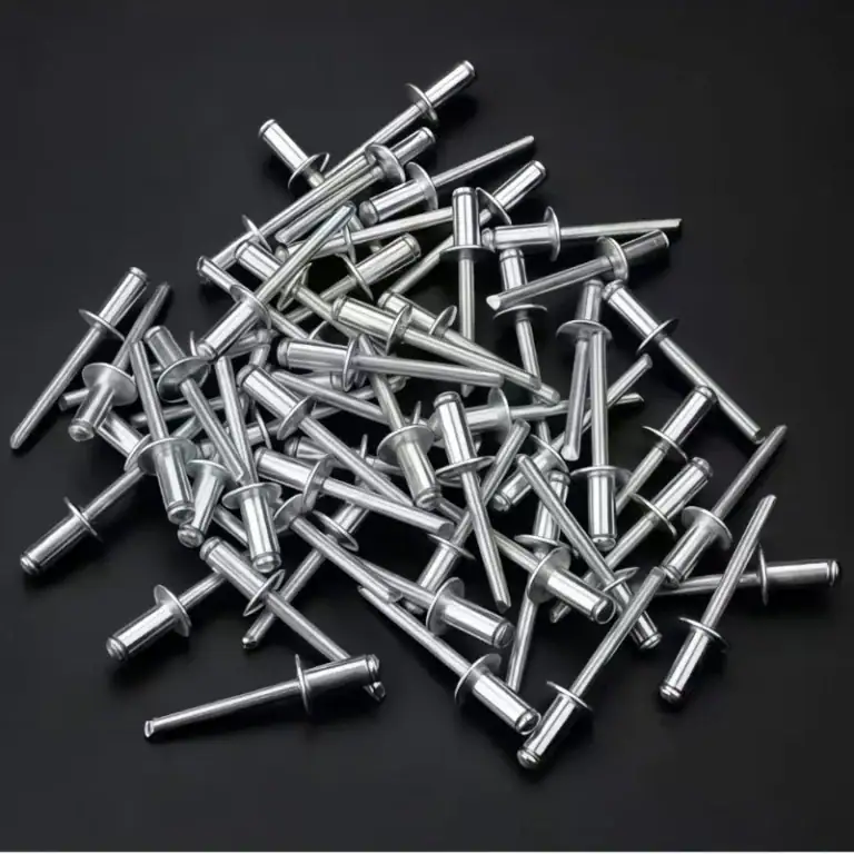 Silver blind rivets displayed for a types of rivets application guide