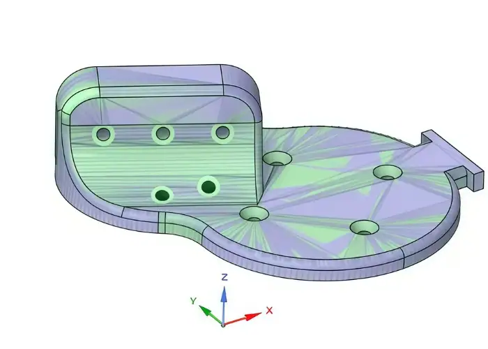 STEP format 3D model of irregular mounting bracket