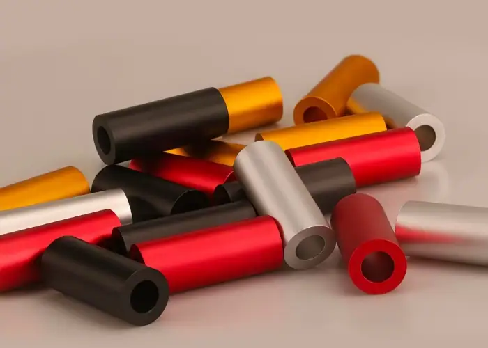 Type II anodized colored aluminum sleeve part