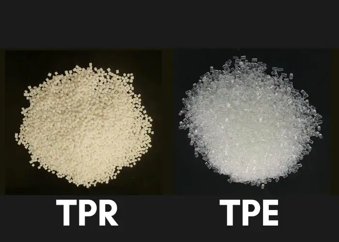 Comparison of white TPR pellets and transparent white TPE pellets