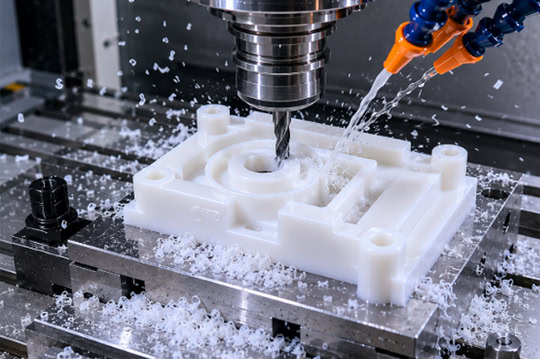 CNC machining of plastic parts with coolant