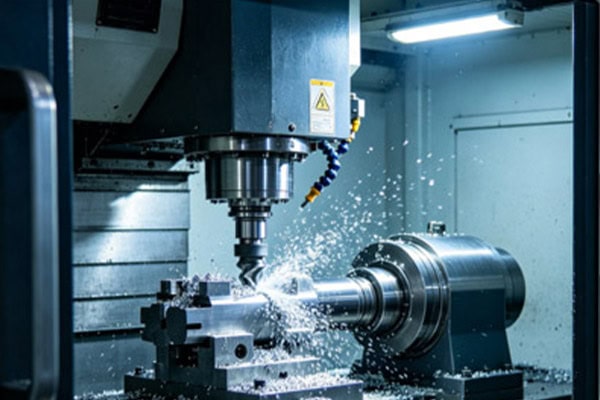 Images of multi-axis synchronous milling machining of shaft-type parts.