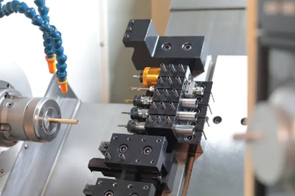Close-up of CNC machine tool processing