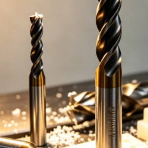 CNC plastic machining special drill bit and workpiece