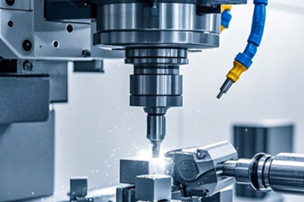 Images of precision machining using a milling and turning machine.