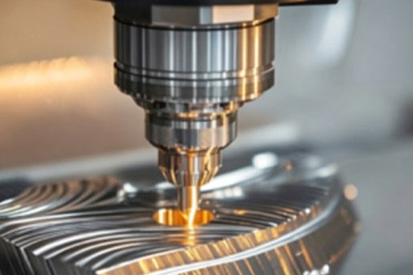 Images of precision milling operations performed by CNC machining centers.