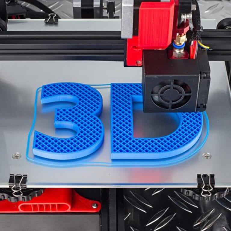 3D printing a blue POM material 3D letter part for custom plastic component production