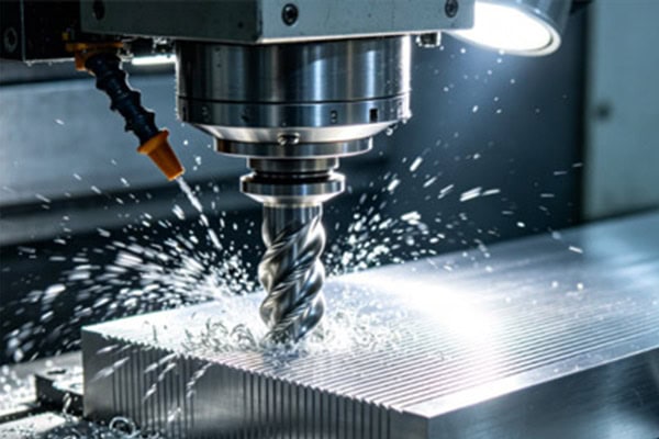 Images of machine tool spindles machining workpiece surfaces.