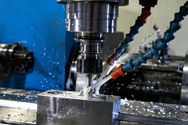 Image of a spindle milling a metal workpiece.