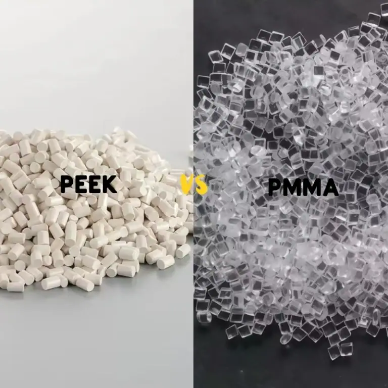 PEEK vs PMMA plastic pellets for comparing strength, transparency, and machining applications