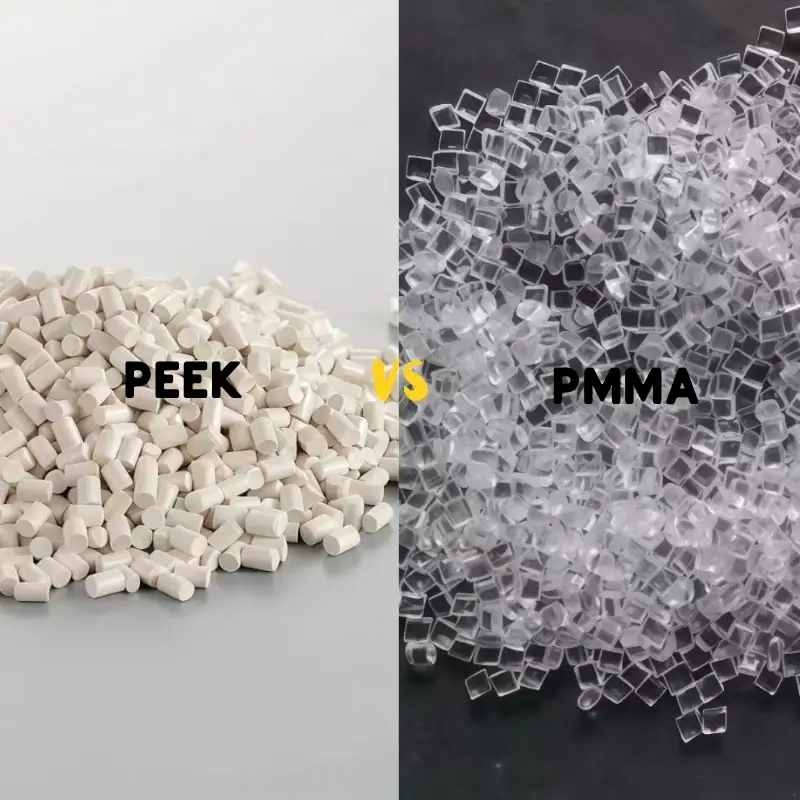 PEEK vs PMMA plastic pellets for comparing strength, transparency, and machining applications