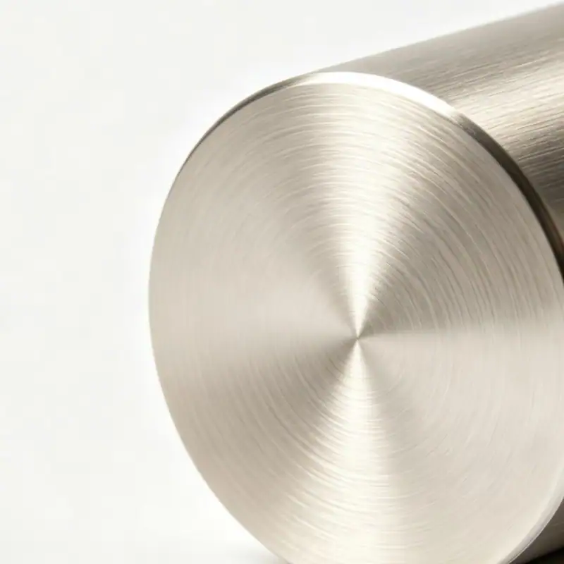 Brushed aluminum rod with circular and linear grain texture showing how to get brushed aluminum finish on metal parts