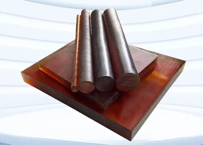 ULTEM 1000 sheets and rods in amber PEI material used for CNC machining precision plastic parts and industrial components