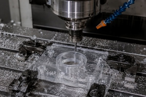 CNC machining clear acrylic workpiece