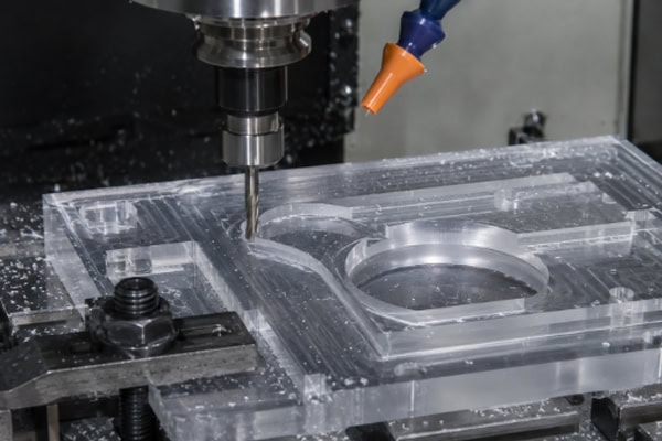 CNC machining of acrylic block
